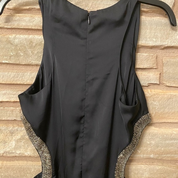 BCBGeneration Satin black Beaded Waist Formal Gown Prom Wedding Maxi Dress Sz 10 - Picture 7 of 11